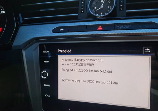 Volkswagen Passat cena 87500 przebieg: 75000, rok produkcji 2018 z Łódź małe 352